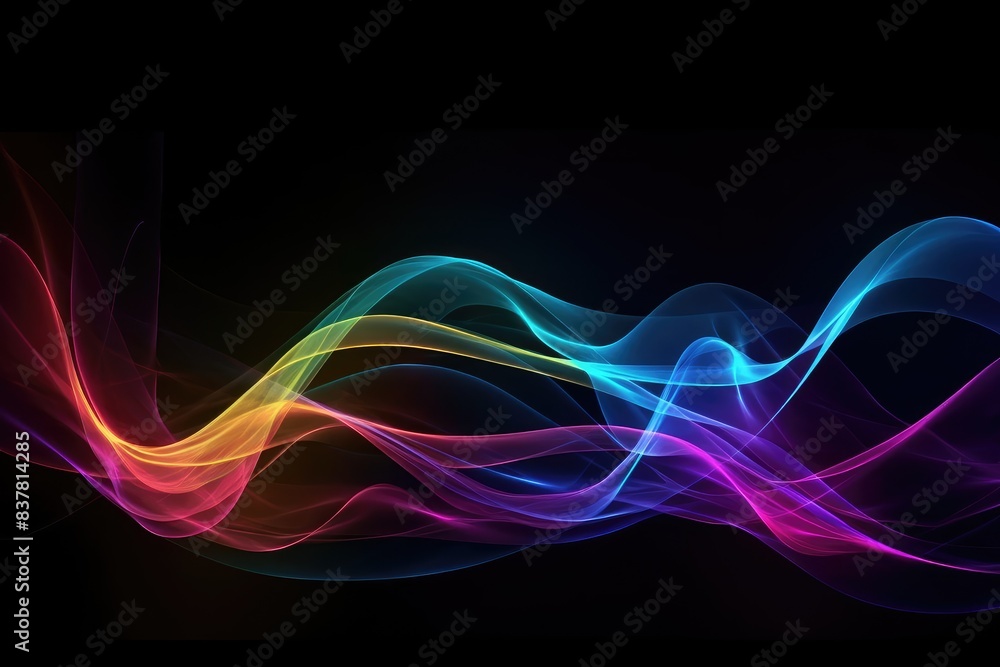 Fototapeta premium Dynamic Colorful Abstract Waves on Black Background