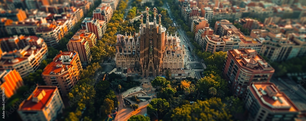 Obraz premium Aerial view of the Sagrada Familia, Barcelona, Spain.