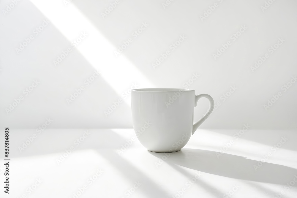 White Mug on White Background with Sunlight White Mug on White Background with Sunlight