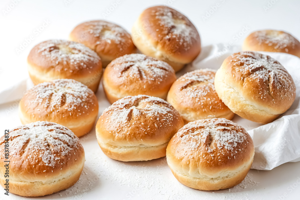 Closeup of Delicious Coconut-Topped Bread Rolls Closeup of Delicious Coconut-Topped Bread Rolls