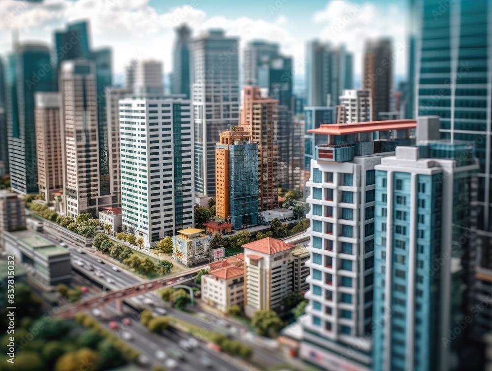 Naklejka premium Urban Cityscape with Tilt-Shift Effect