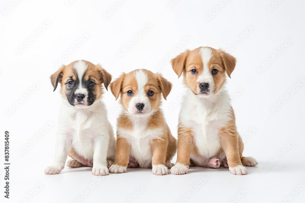 Three Adorable Puppies Sitting in a Row Three Adorable Puppies Sitting in a Row