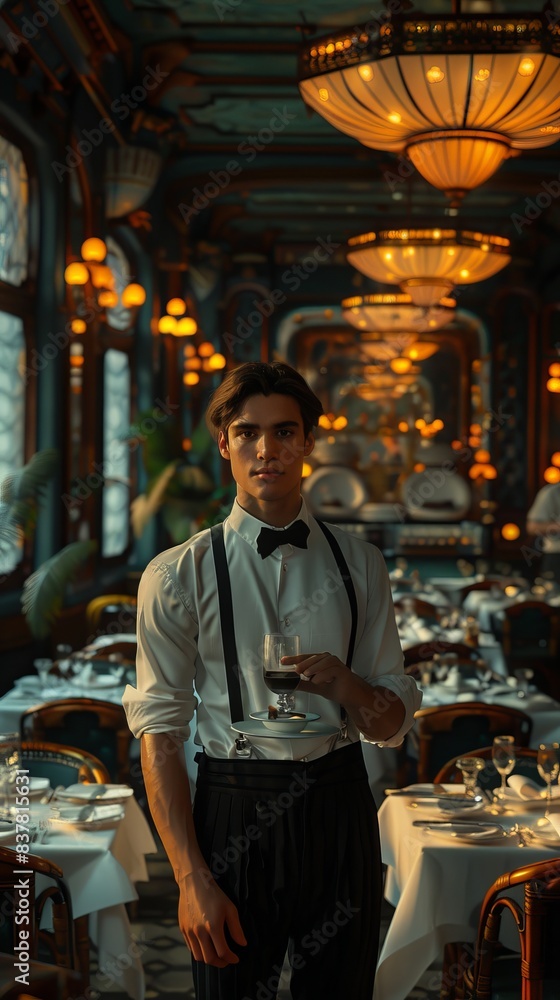 AI generated inset a waiter in the restaurant AI generated inset a waiter in the restaurant