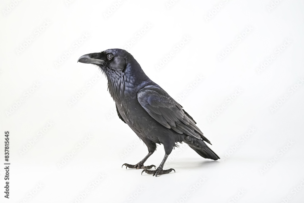 Obraz premium Black Raven on White Background