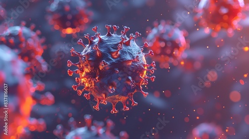 Adeno-associated virus (AAV), 3d illustration. A highly detailed and realistic 3D rendering of the Adeno-associated virus (AAV), showcasing its intricate capsid structure photo