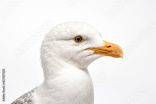 Seagull portrait with white background