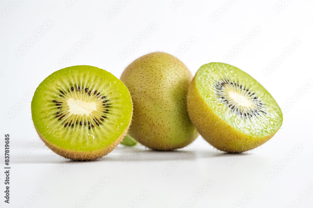 Fresh Kiwi Fruit Slices on White Background Fresh Kiwi Fruit Slices on White Background