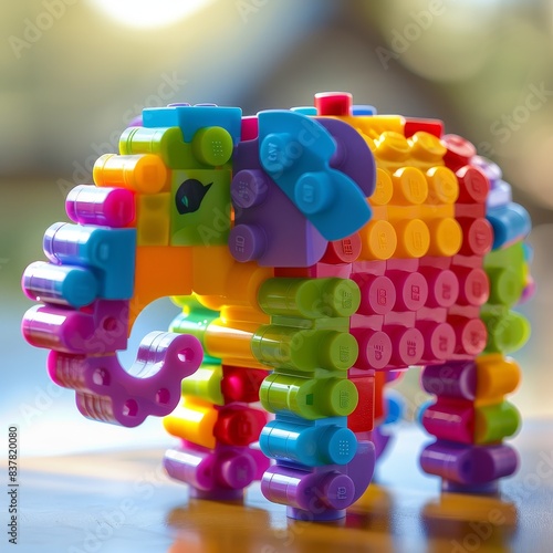 Building Block Fun - Colorful Plastic Elephant Toy for Indoor Playtime