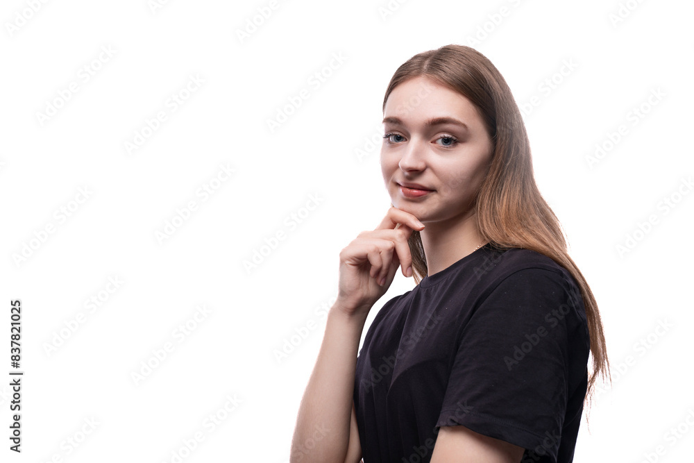 Headshot portrait of a charming Caucasian teenage girl with brown hair Headshot portrait of a charming Caucasian teenage girl with brown hair
