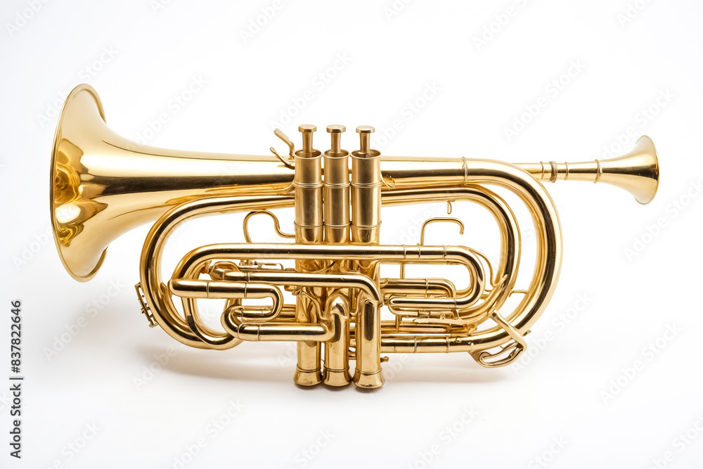 Naklejka premium Golden trumpet isolated on white background