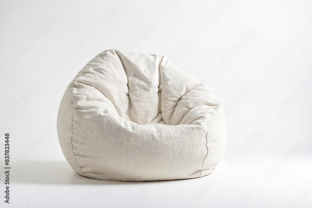 White Beanbag Chair on White Background White Beanbag Chair on White Background