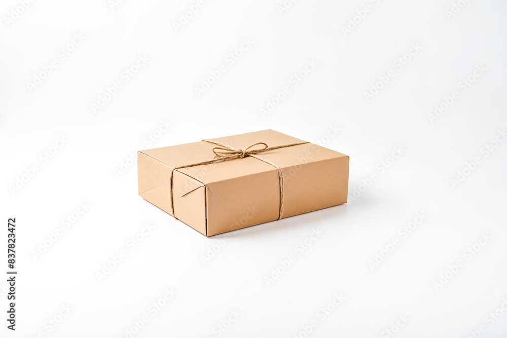 Fototapeta premium Brown Cardboard Box Tied with Twine