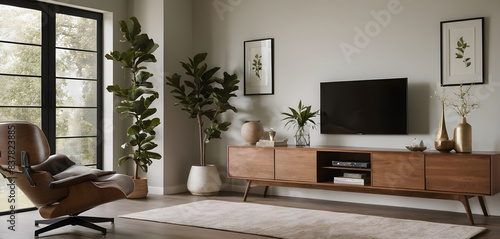 Relaxing in a stylish living room, enjoying the tranquility and natural light flooding through the large windows