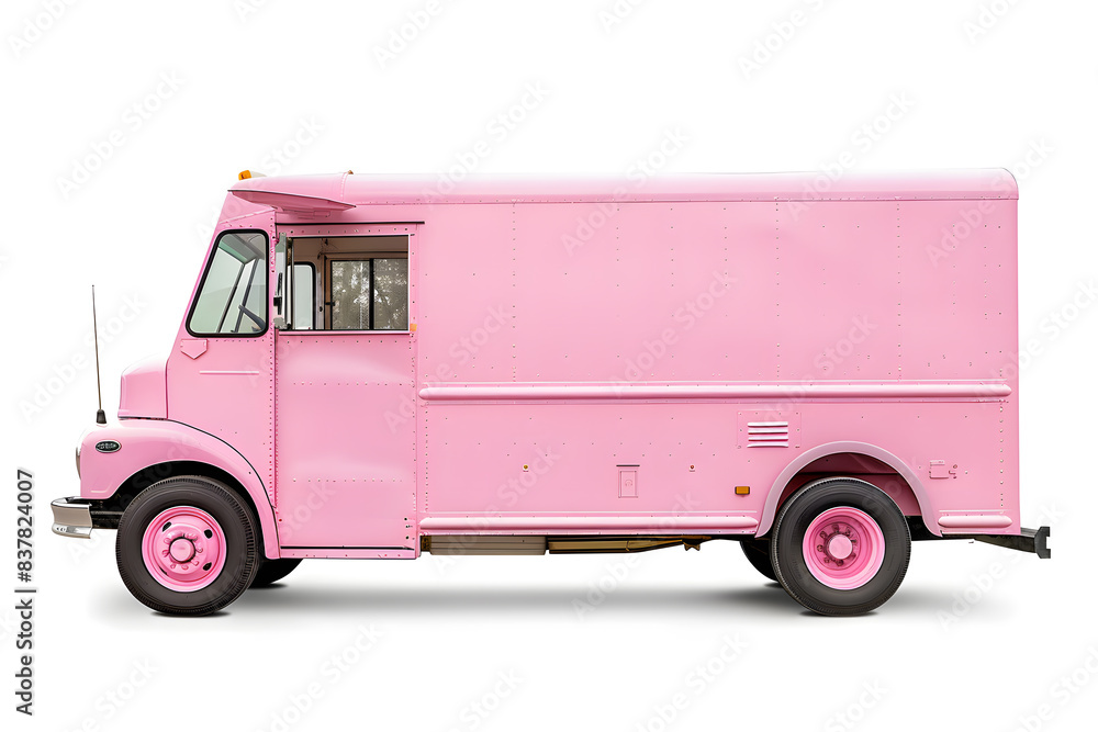 Light pink food truck side view isolated on white background Light pink food truck side view isolated on white background