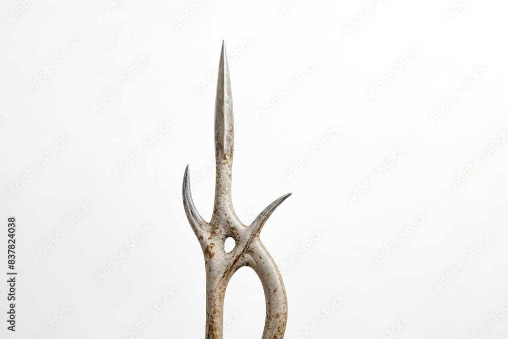 Fototapeta premium Closeup of a Metal Hook with a White Background