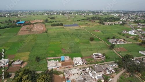 Village Vista and Rural Charm in Palli Green Oasis, Jammu and kashmir India, Aerial Symphony drone shoot
