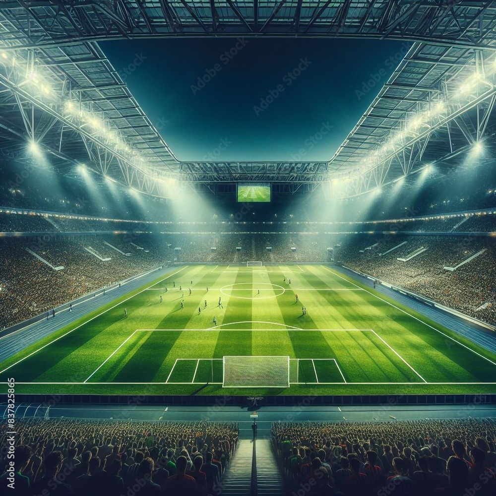A empty football or soccer stadium field. close view A empty football or soccer stadium field. close view