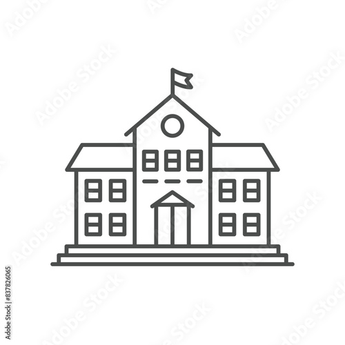 School building line icon, vector pictogram of college or university. Education illustration, sign for schoolhouse exterior.