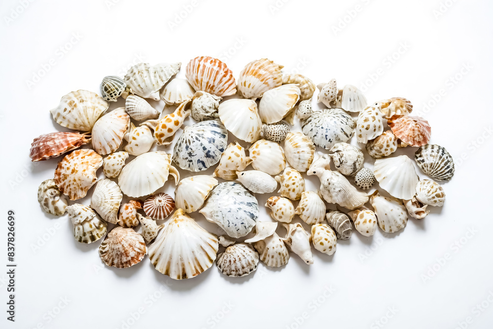 A Collection of Seashells on a White Background A Collection of Seashells on a White Background