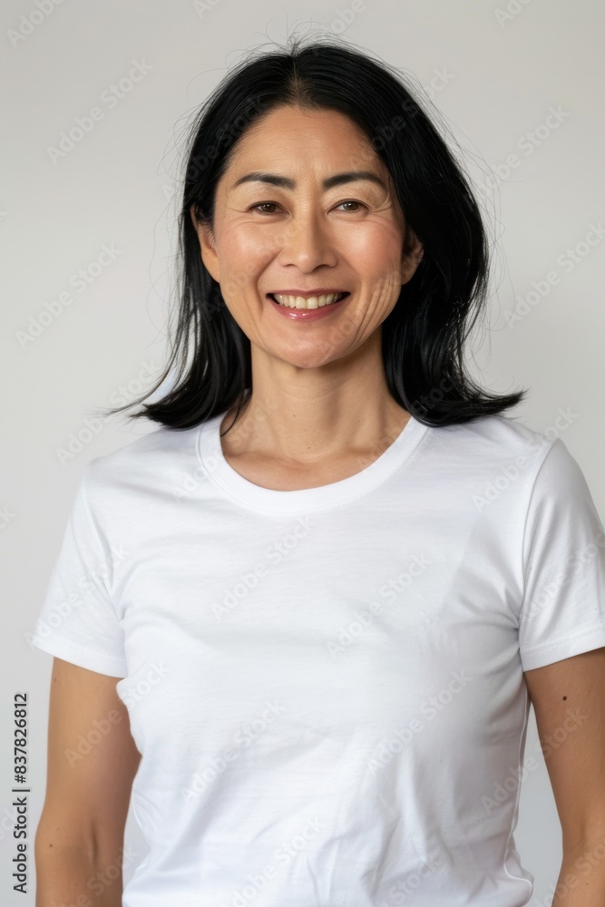 白いシャツを着ている中年の日本人の女性(アジア人・ファッションモデル・正面・モックアップ)
白いシャツを着ている中年の日本人の女性(アジア人・ファッションモデル・正面・モックアップ)