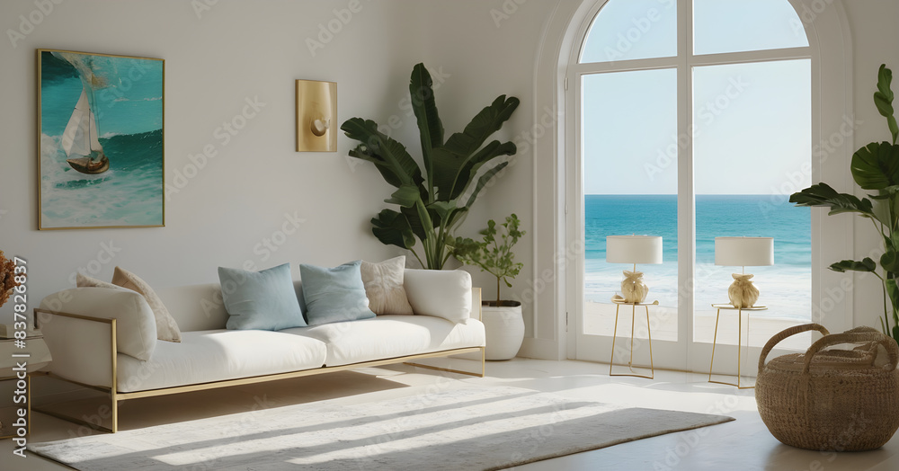 Unwinding in a sunlit and spacious living room with expansive ocean views. Embracing the tranquil ambiance and the soothing sound of the waves meeting the shore Unwinding in a sunlit and spacious living room with expansive ocean views. Embracing the tranquil ambiance and the soothing sound of the waves meeting the shore