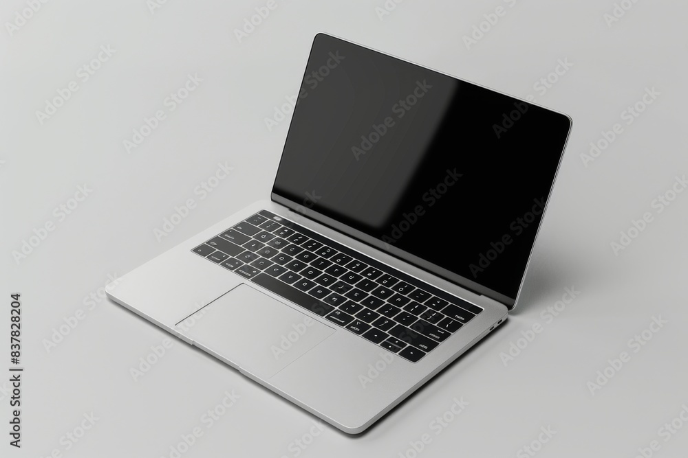 Laptop on table with black screen Laptop on table with black screen