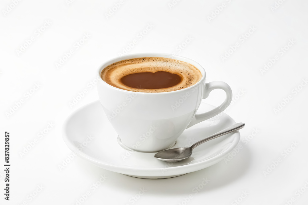 A cup of coffee on a white background A cup of coffee on a white background