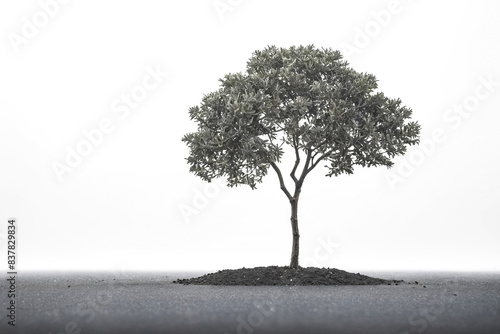 Single Tree on a Black Surface