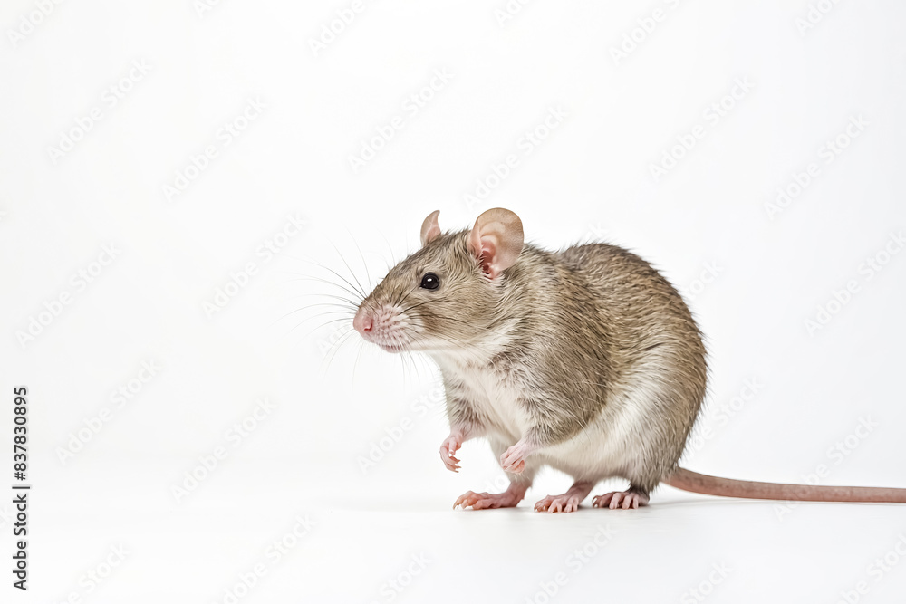 Close-up of a rat standing on a white background Close-up of a rat standing on a white background