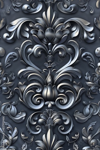 Elegant Floral 3D Wallpaper Design in Monochrome Tones