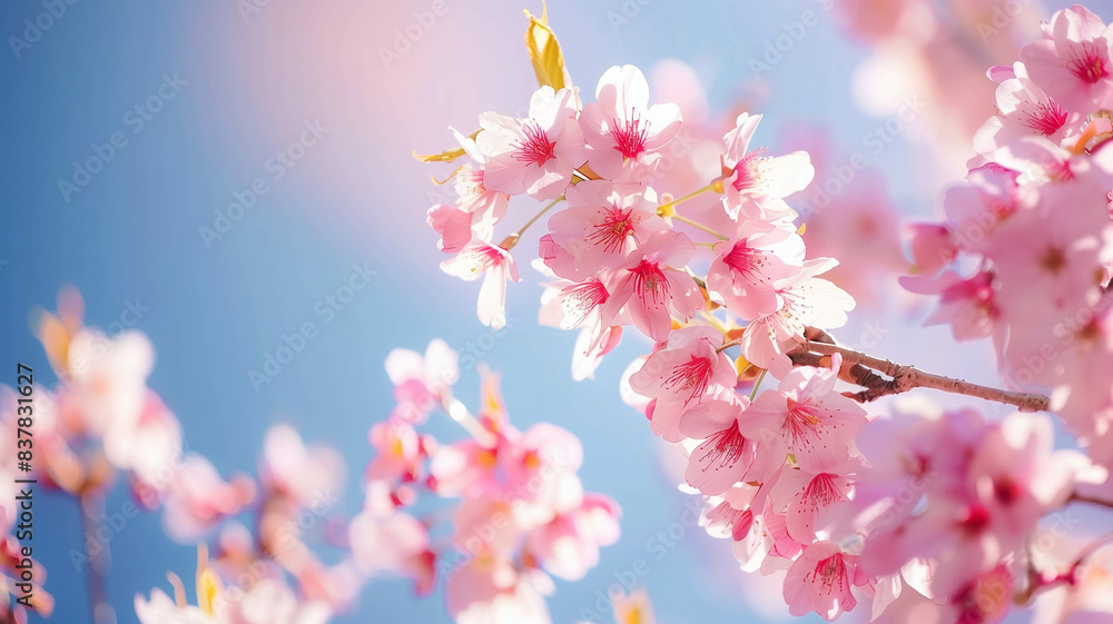 cherry blossom branches in full bloom against a bright, clear sky cherry blossom branches in full bloom against a bright, clear sky