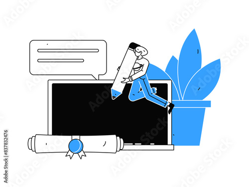 Education and learning people flat vector concept hand drawn illustration
