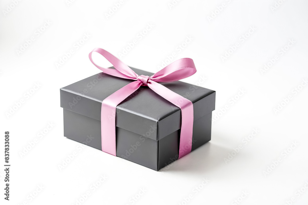 Black Gift Box with Pink Ribbon Black Gift Box with Pink Ribbon