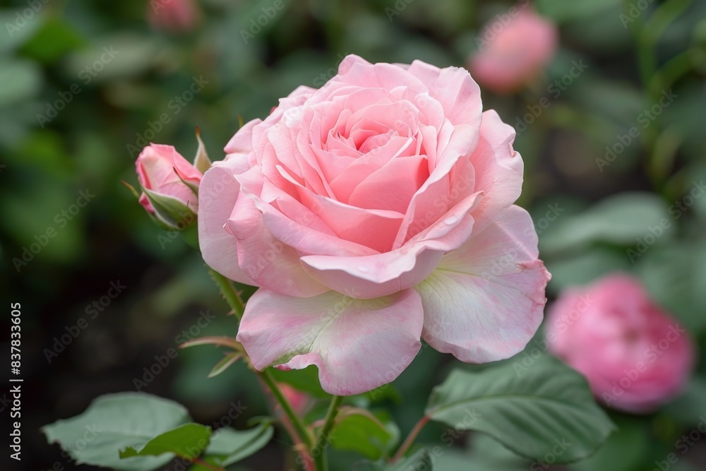 A garden pink rose in bloom A garden pink rose in bloom