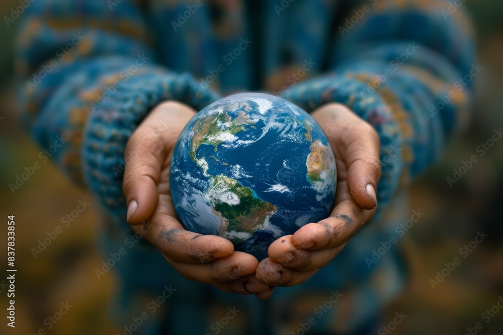 Person holding small globe Person holding small globe