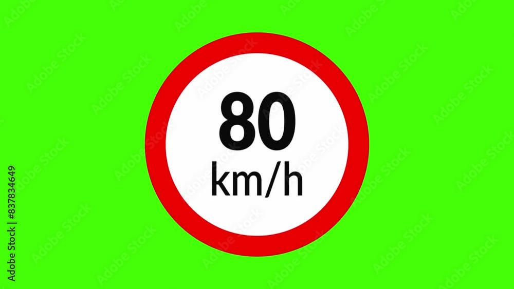 80 kmh speed limit road sign icon animation on green screen
80 kmh speed limit road sign icon animation on green screen