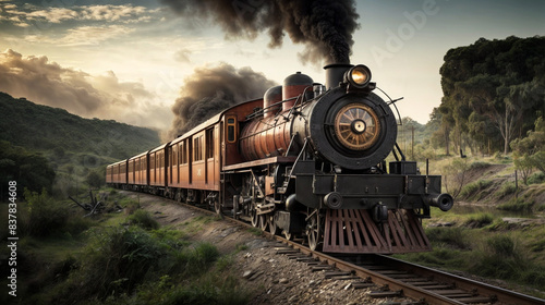 Image of an old train in motion