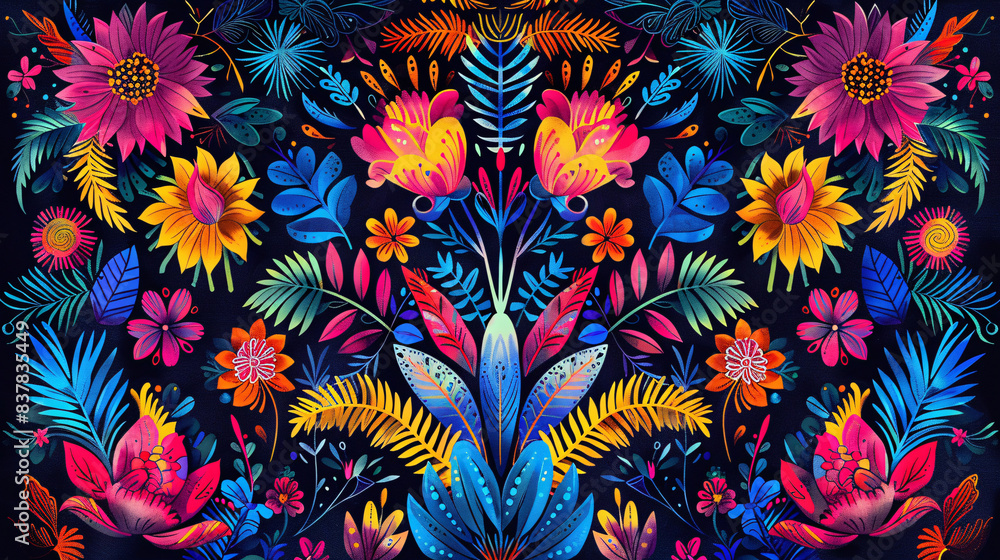 Traditional jungle motifs in a seamless pattern for ethnic and vintage ...