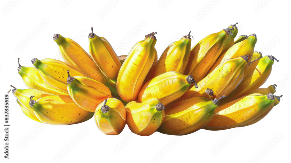 A vibrant bunch of ripe yellow bananas isolated on a white background, perfect for healthy eating and fresh fruit concepts. A vibrant bunch of ripe yellow bananas isolated on a white background, perfect for healthy eating and fresh fruit concepts.