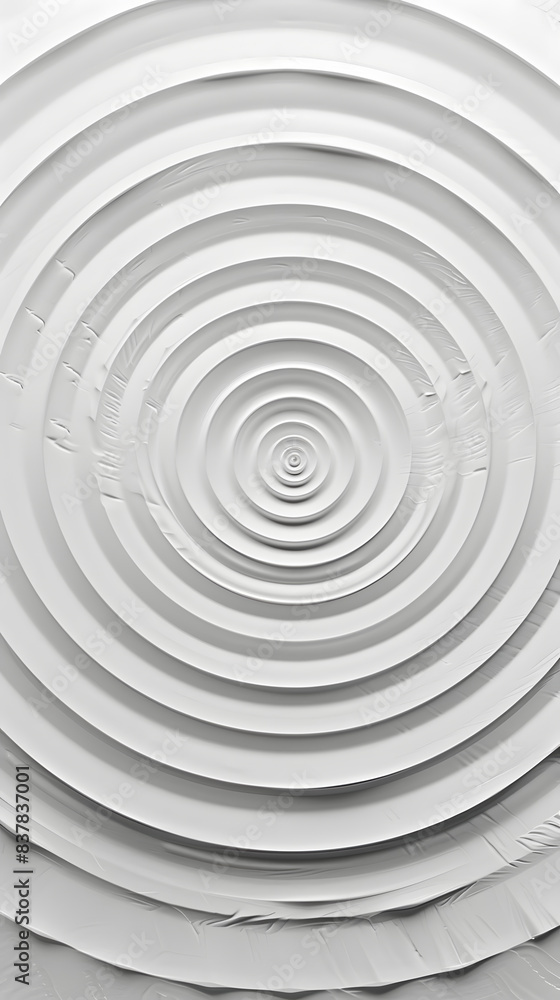 Fototapeta premium Concentric white circles, radiating from center on white background