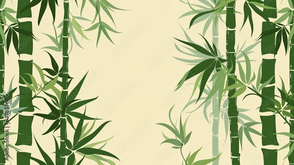 Illustration of green bamboo stems and leaves on a beige background. Perfect for nature-themed designs and Asian-inspired projects. Illustration of green bamboo stems and leaves on a beige background. Perfect for nature-themed designs and Asian-inspired projects.