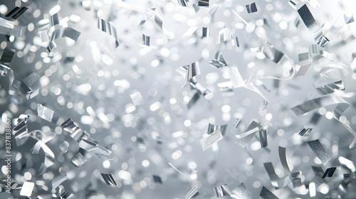 shimmering silver and white confetti evoke joy and celebration. generative ai photo