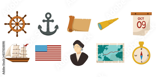 Quadro su tela Colombus Day Vector Set