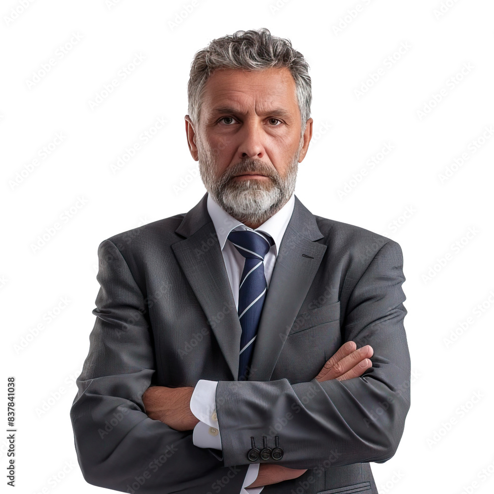 Good-looking middle-aged businessman with arms crossed isolated in white background Good-looking middle-aged businessman with arms crossed isolated in white background