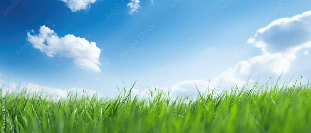 Lush Green Grass Under Blue Sky