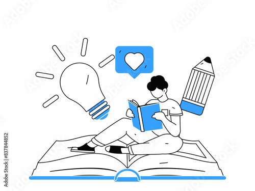 Education and learning people flat vector concept hand drawn illustration
