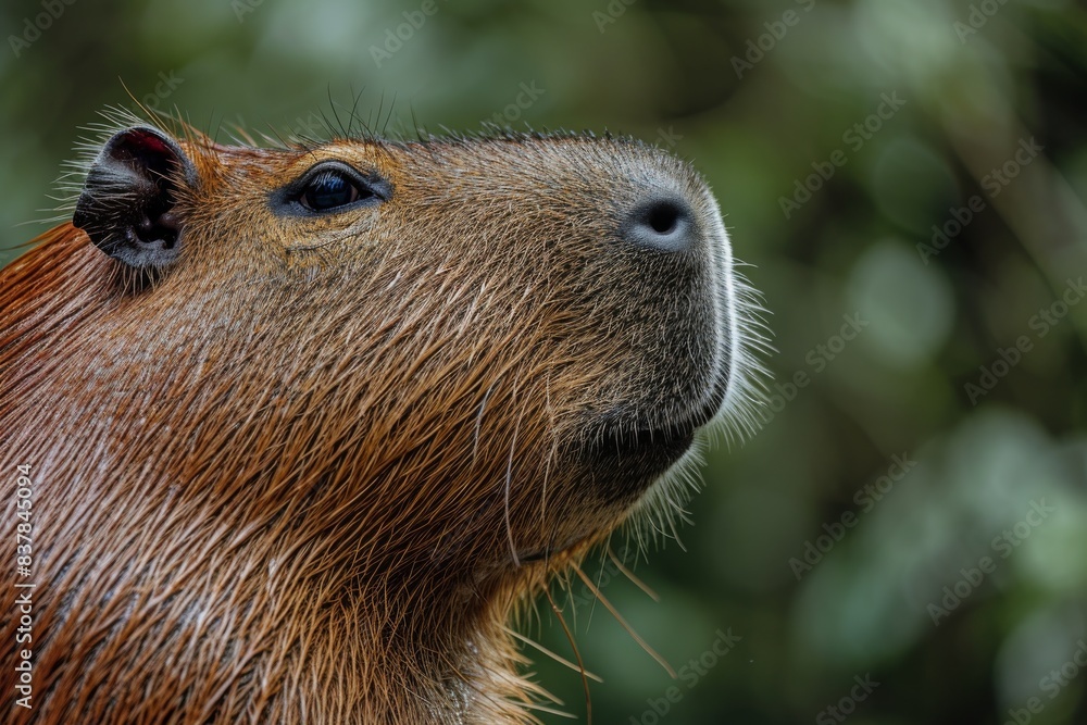 Mystic portrait of Capybara, copy space on right side, Anger, Menacing, Headshot, Close-up View Mystic portrait of Capybara, copy space on right side, Anger, Menacing, Headshot, Close-up View