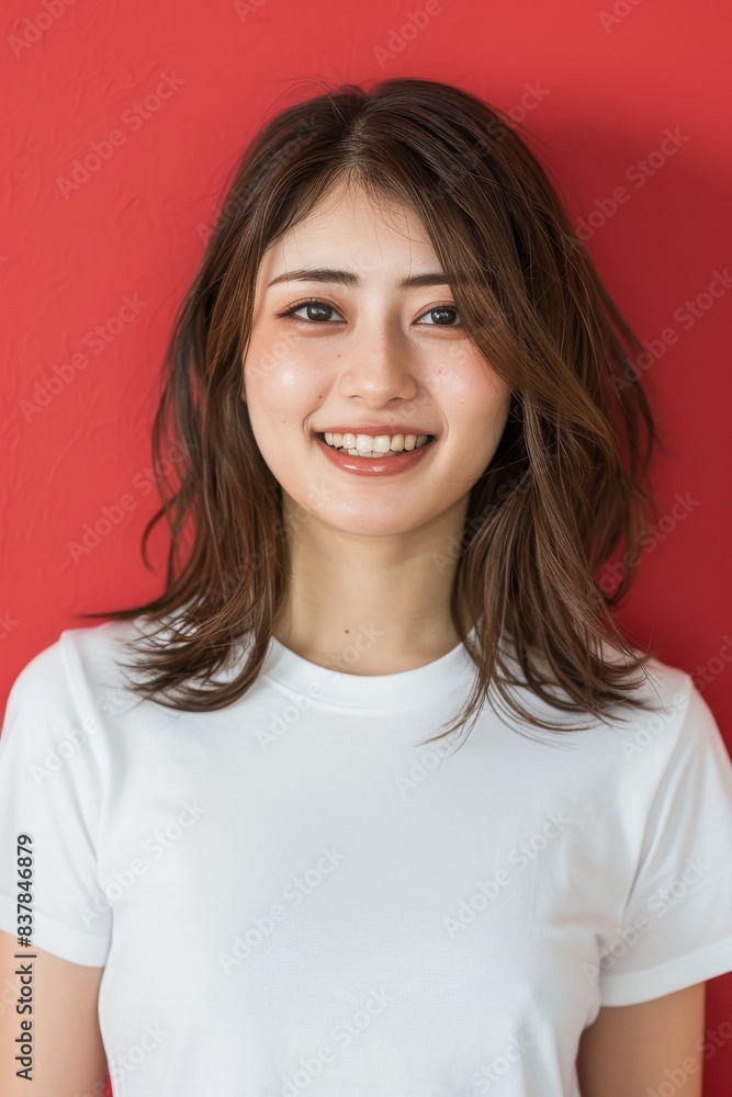 笑顔の若い日本人女性のポートレート（モデル・プロフィール写真・美肌）	
