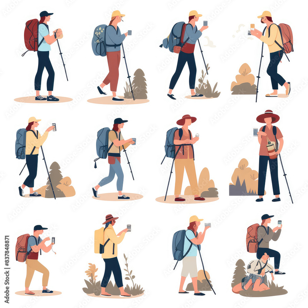 Exploring Nature: Diverse Group of Hikers on the Trail Exploring Nature: Diverse Group of Hikers on the Trail