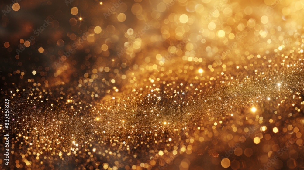 Shiny gold glitter bokeh background. Creative sparkling star dust texture for luxury rich greeting card. Jewel abstract Christmas aesthetic. Shiny gold glitter bokeh background. Creative sparkling star dust texture for luxury rich greeting card. Jewel abstract Christmas aesthetic.